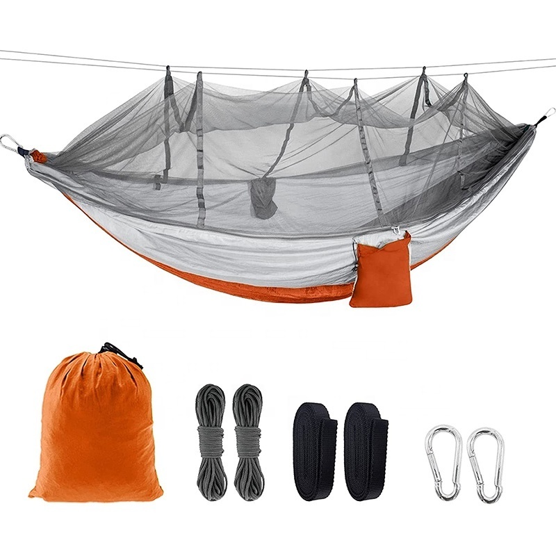 Portable 2 Person Portable Outdoor Parachute Nylon Camping Hammock redes With Mosquito Net for outside