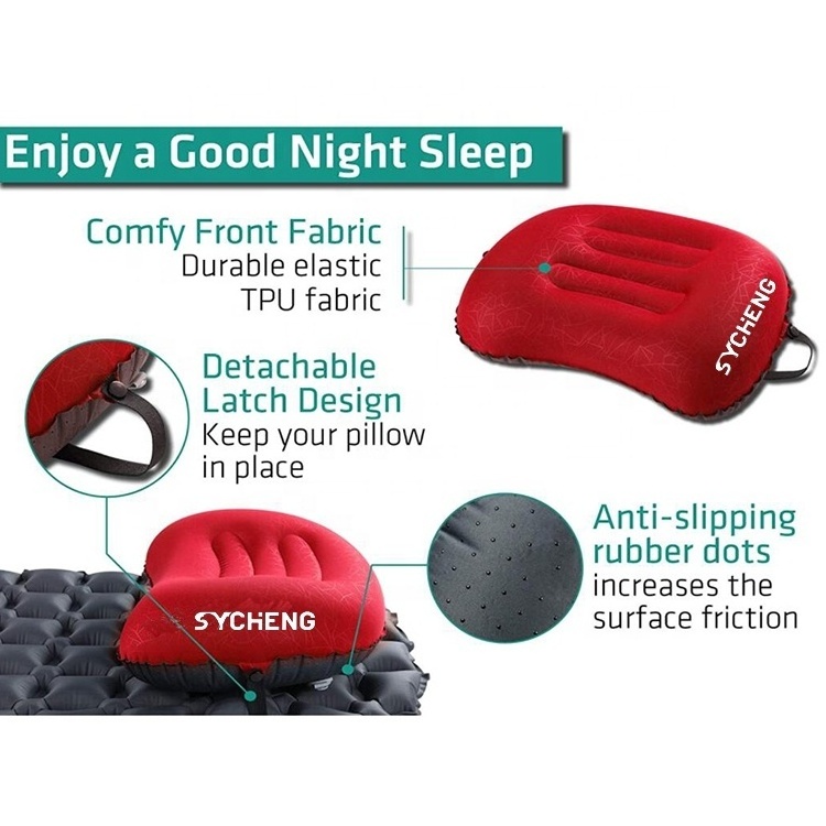 Manufacturer direct sales can customize outdoor TPU camping travel portable ultra light neck inflatable camping air pillow