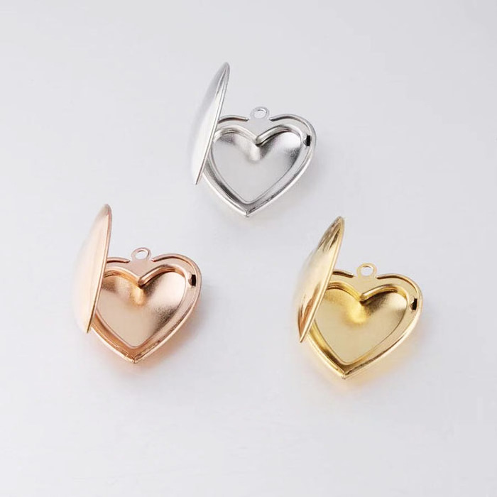 Stainless steel blank stamping heart shape locket,Rose gold blank heart locket heart pendant photo necklace