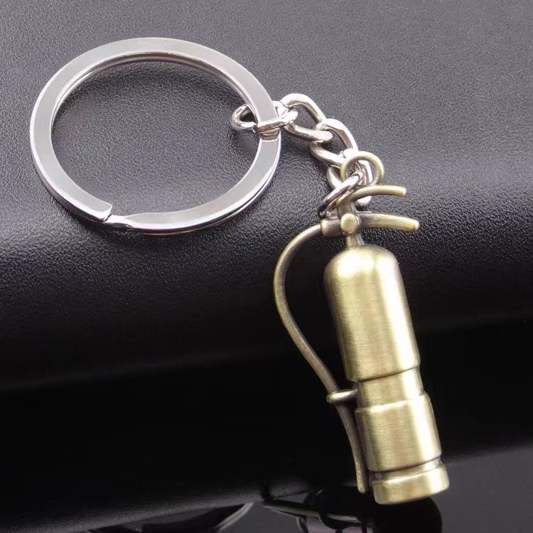 wholesale 3D Fire Extinguisher Shape Metal Key Ring Firefighter Keychain Fire Extinguisher Charm, Firefighter Key Ring