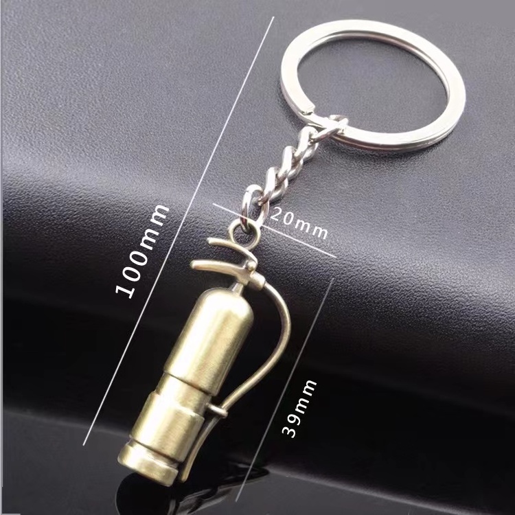 wholesale 3D Fire Extinguisher Shape Metal Key Ring Firefighter Keychain Fire Extinguisher Charm, Firefighter Key Ring