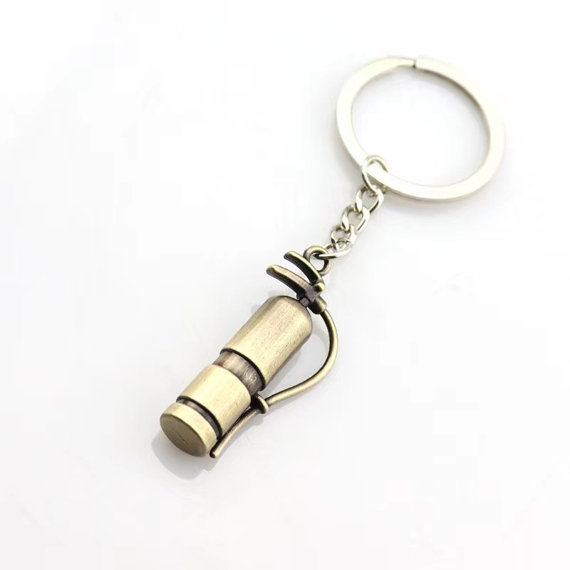 wholesale 3D Fire Extinguisher Shape Metal Key Ring Firefighter Keychain Fire Extinguisher Charm, Firefighter Key Ring