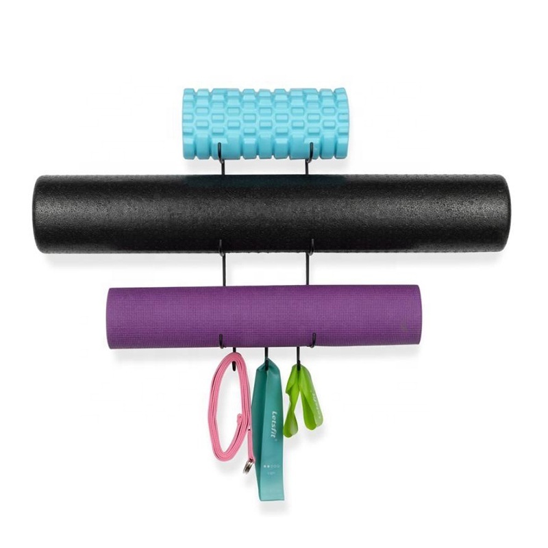 Yoga Storage Organizer wall mount yoga mat storage wall foam roller rack hanging towel Hanger for yoga belt and resistance belt