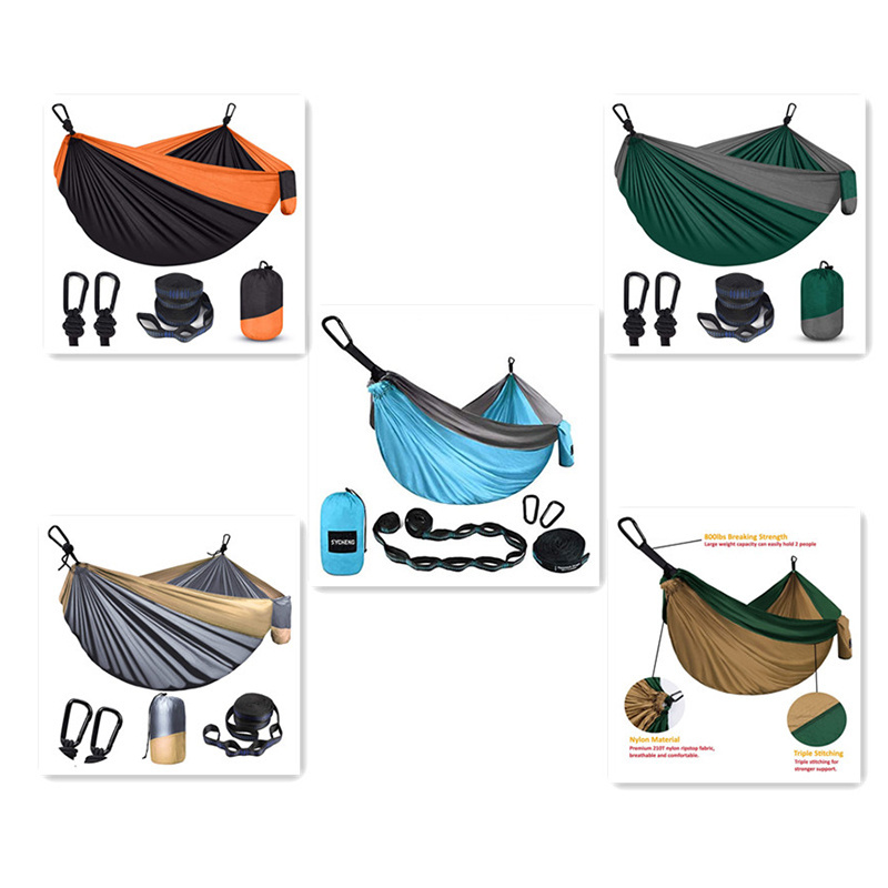 Manufacturer Custom Double and Single Travel Lightweight Outdoor Camping Hammock with mosquito net and rainfly