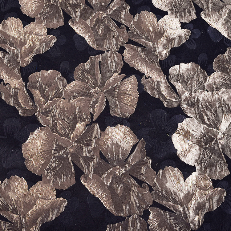 Fabrics Wholesale Custom 100% Polyester Luxury Yarn Dyed Knitted 3D Flower Designer Satin Jacquard Brocade Fabric For Clothing