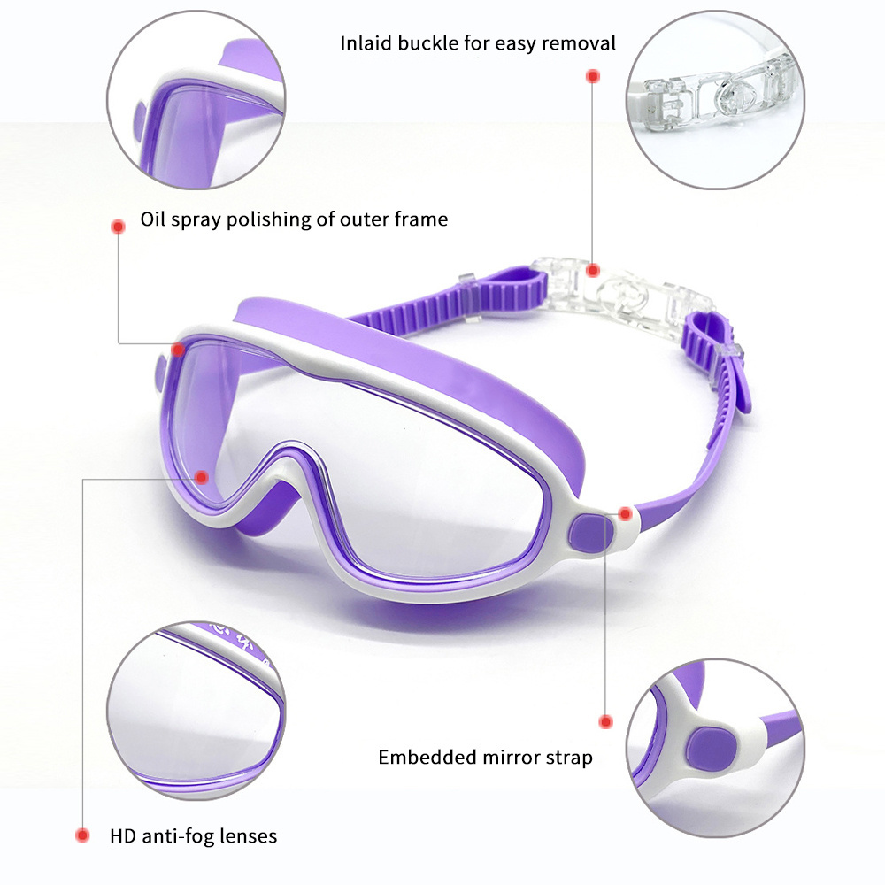 High yield silicone eye protection swimming glasses adult anti-fog anti-UV large frame waterproof swim goggles with nose cover