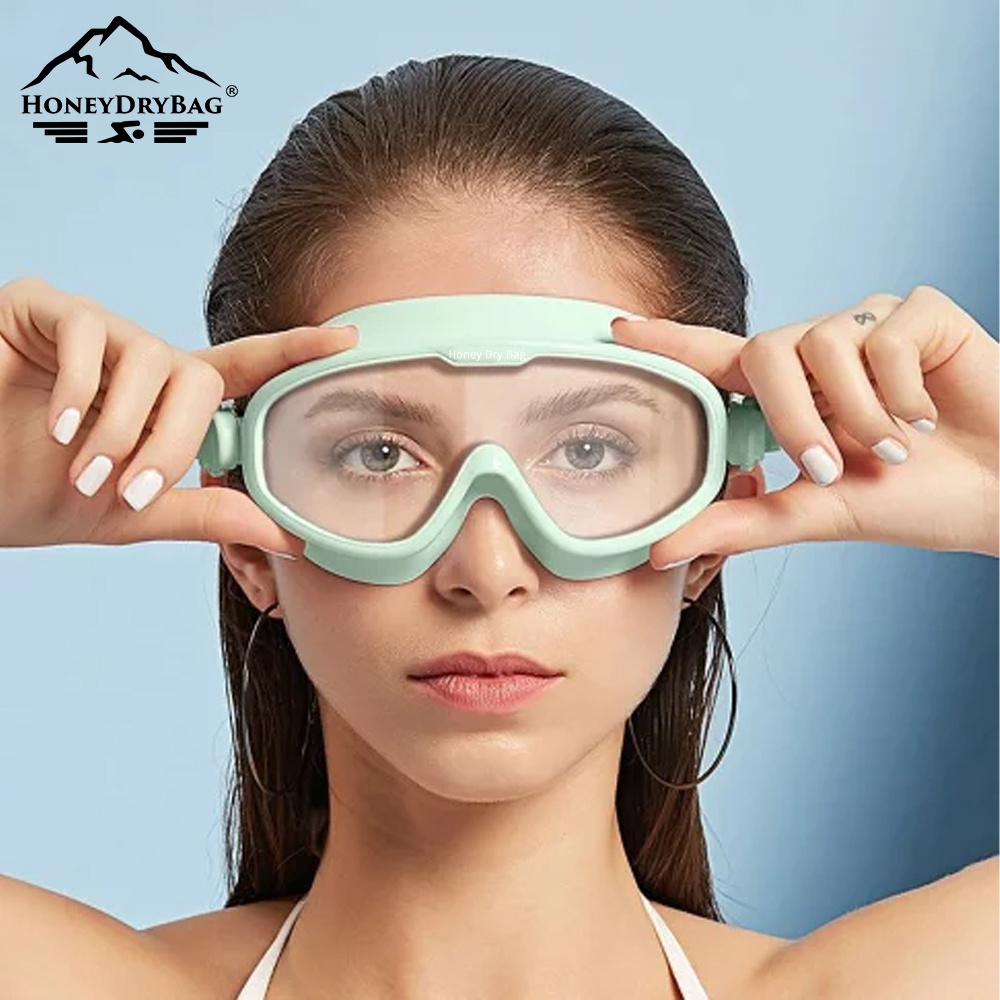 High yield silicone eye protection swimming glasses adult anti-fog anti-UV large frame waterproof swim goggles with nose cover