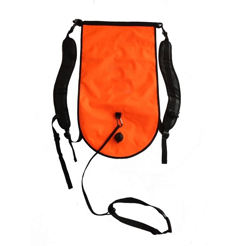 Hot sale first safe waterproof outdoor open water swimming buoy inflatable backpack