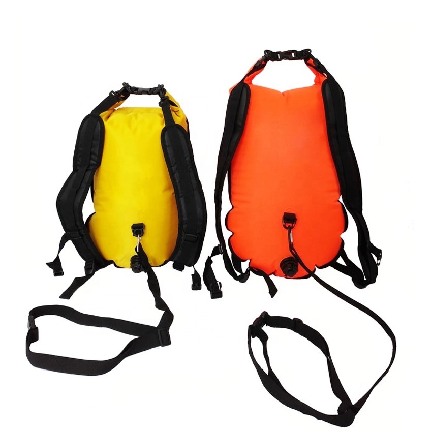 Hot sale first safe waterproof outdoor open water swimming buoy inflatable backpack