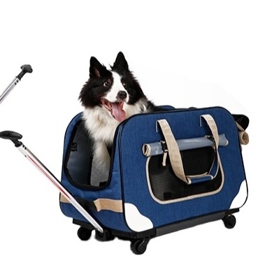 Wholesale outdoor pet stroller with Detachable Wheels  Breathable Foldable pet trolley carrier