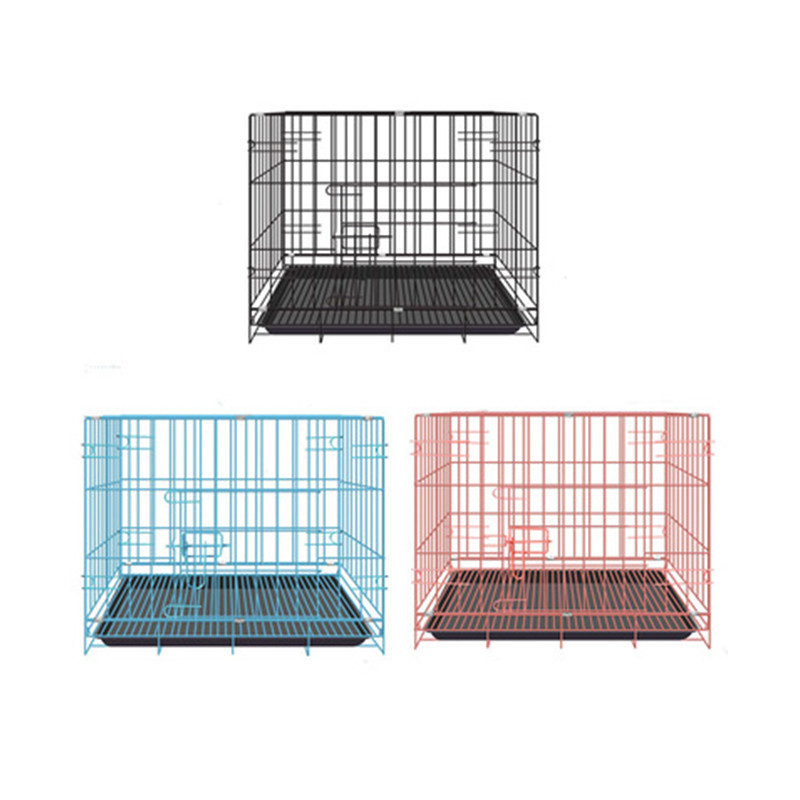 Amazon hot selling pet cage durable black blue pink metal dog cat cage for small middle and large size pets