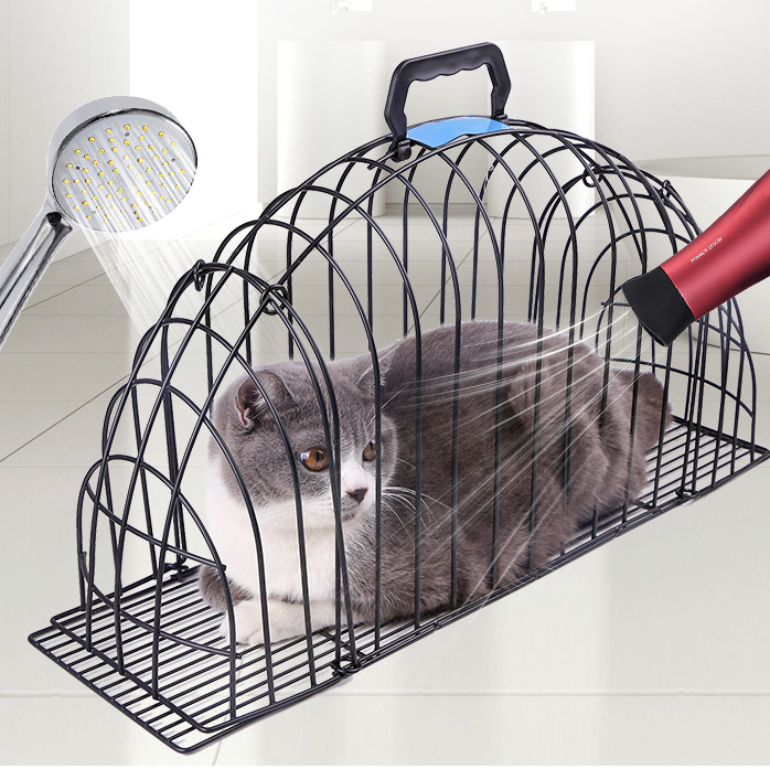 Wholesale cat bath cage anti-scratch and blow-dry cat steel cage