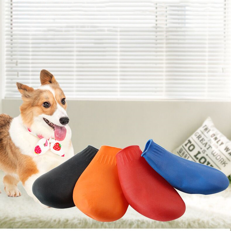 4pcs/set outdoor pet feet shoe rubber waterproof dog shoes anti-slip pet dog shoes for dogs