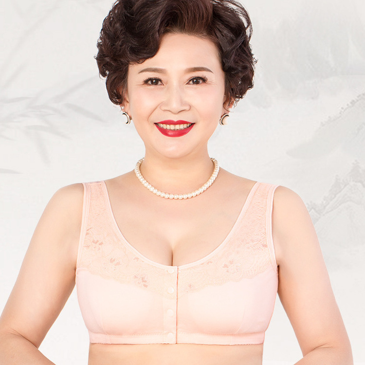 Middle-aged and elderly front buckle elderly underwear easy to put on and take off the bra Grandma soft bra comfortable ladies