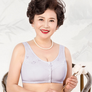 Middle-aged and elderly front buckle elderly underwear easy to put on and take off the bra Grandma soft bra comfortable ladies