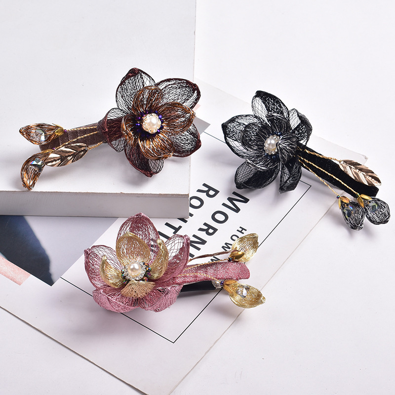 HONEY FLOWER Manual adjective rhinestone double flower mother s day gifts 2022 clip in ponytail human hair by hand