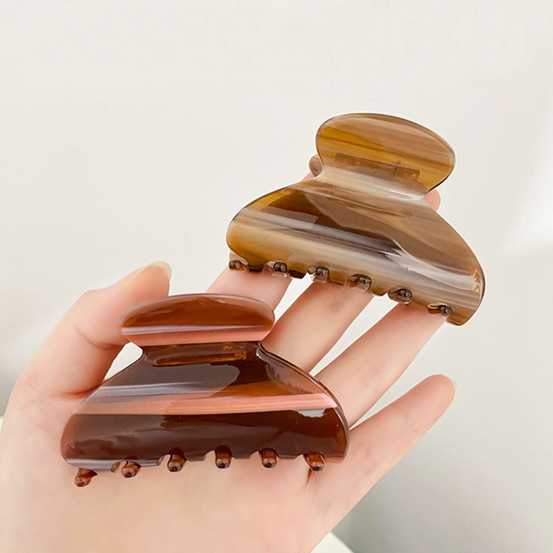 HONEY FLOWER South Korea Ins 7cm Geometric Caramel Wood Grain Autumn Winter INS French Plate Grab Hair Claw Clip