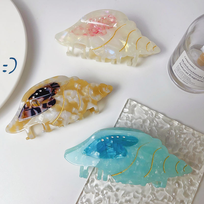 HONEY Unique Design Sea Shell Blue Whale Rhinestone Starfish Octopus Dolphin Lobster Fish Acetate Conch Hair Claw Clip