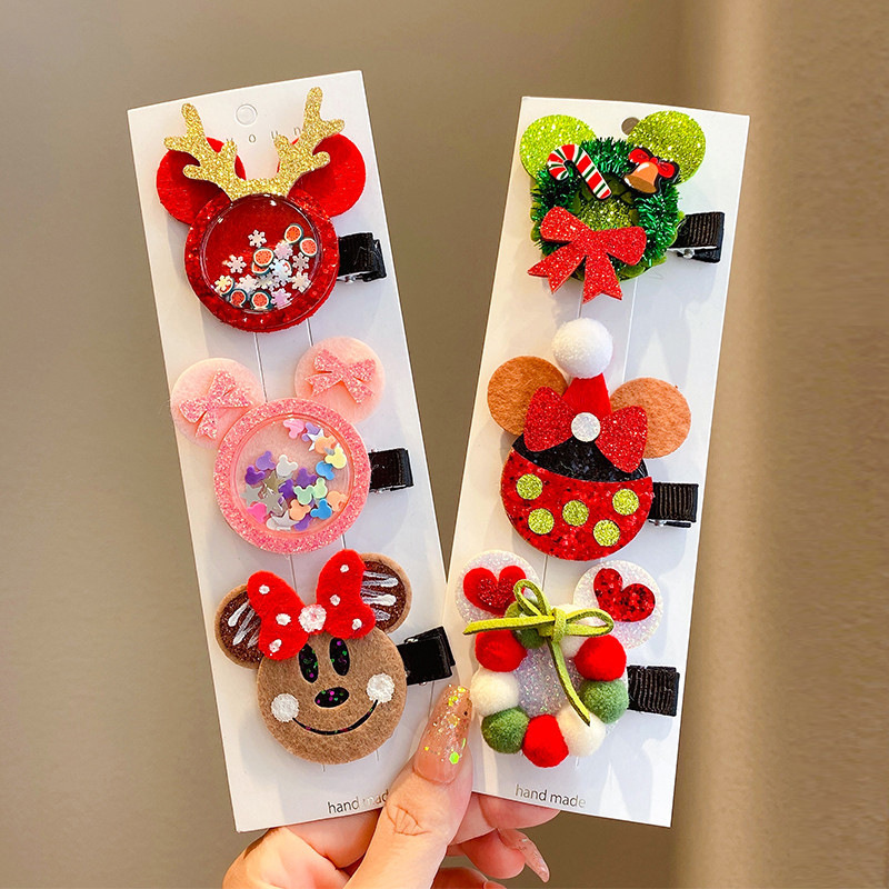 HONEY FLOWER Girls Hair Accessories Cute Santa Claus Hairpin Christmas Tree Hair Bows Hair Clips For Kids Baby