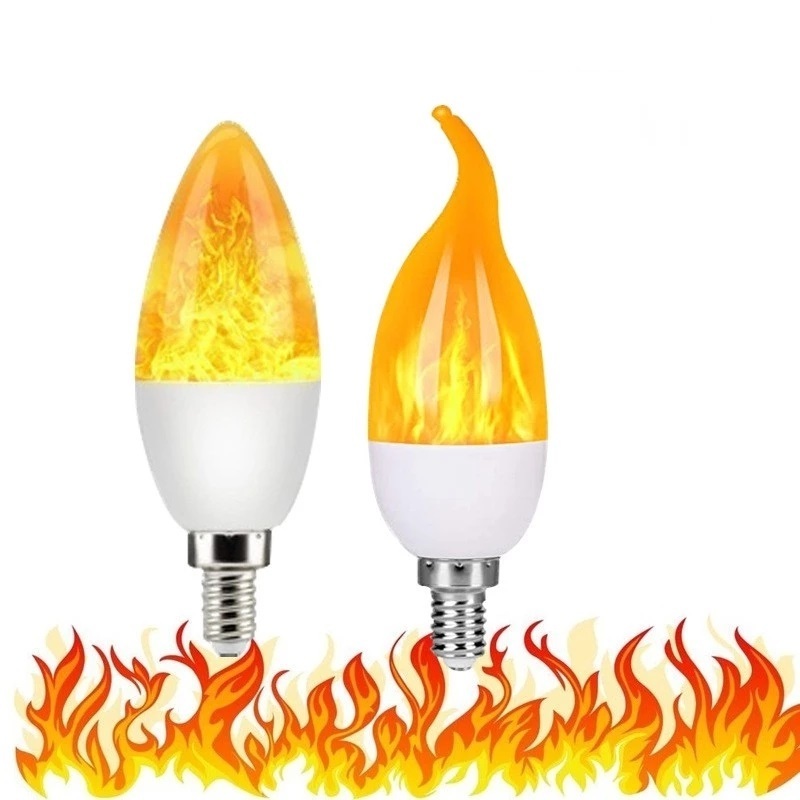 HoneyFly LED Dynamic Flame Lamp E14 E27 85-265V 2W Effect Fire Bulb Flickering Emulation Light for Halloween Christmas