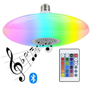 HoneyFly LED RGB Ceiling Light E27 85-265V 20W 24W 48W Bluetooth Speaker Colorful Light Ceiling Lamp Mobile Control Dining Room