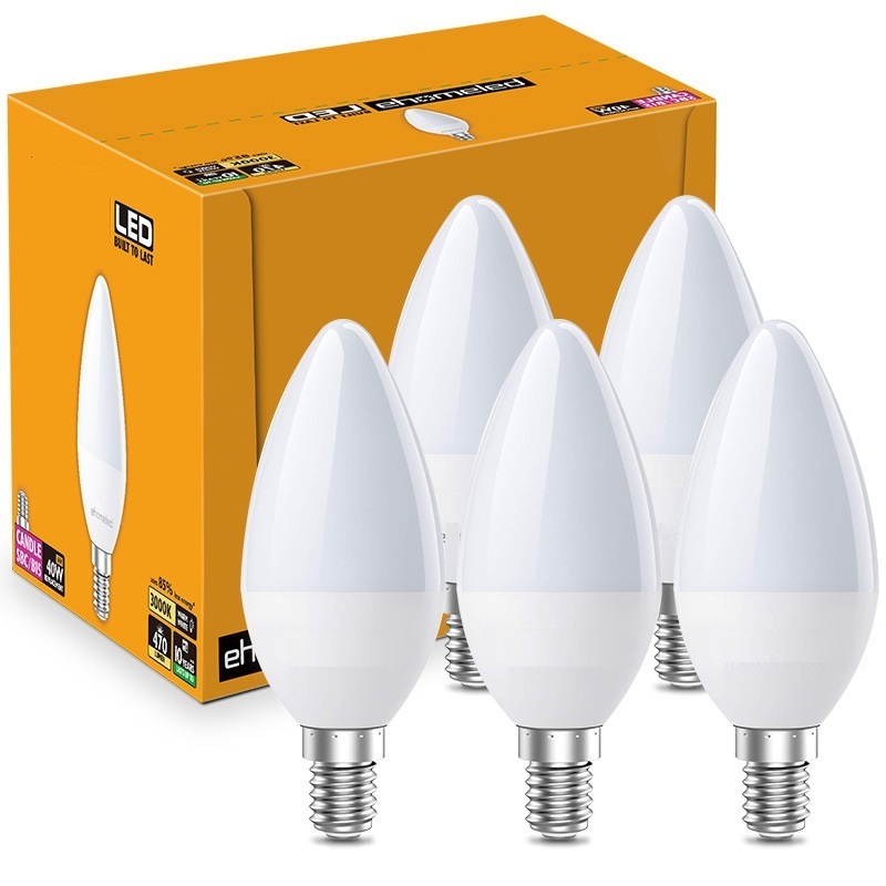 HoneyFly C37 LED Candle Bulb 3W/5W/7W/9W E14 E27 Capsule Milky Cover Edison Lamp Cold White 6000K Indoor Lighting