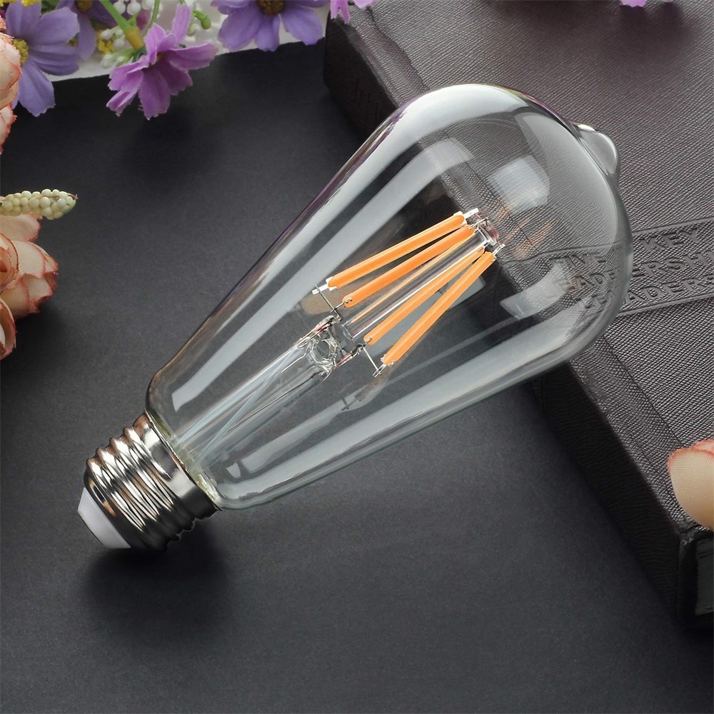 HoneyFly ST56 S19 LED  Bulb 4W/6W/8W/10W 110V E26 Dimmable Pear-shaped Lamp Capsule Clear Glass Retro Edison Bulb US Standard