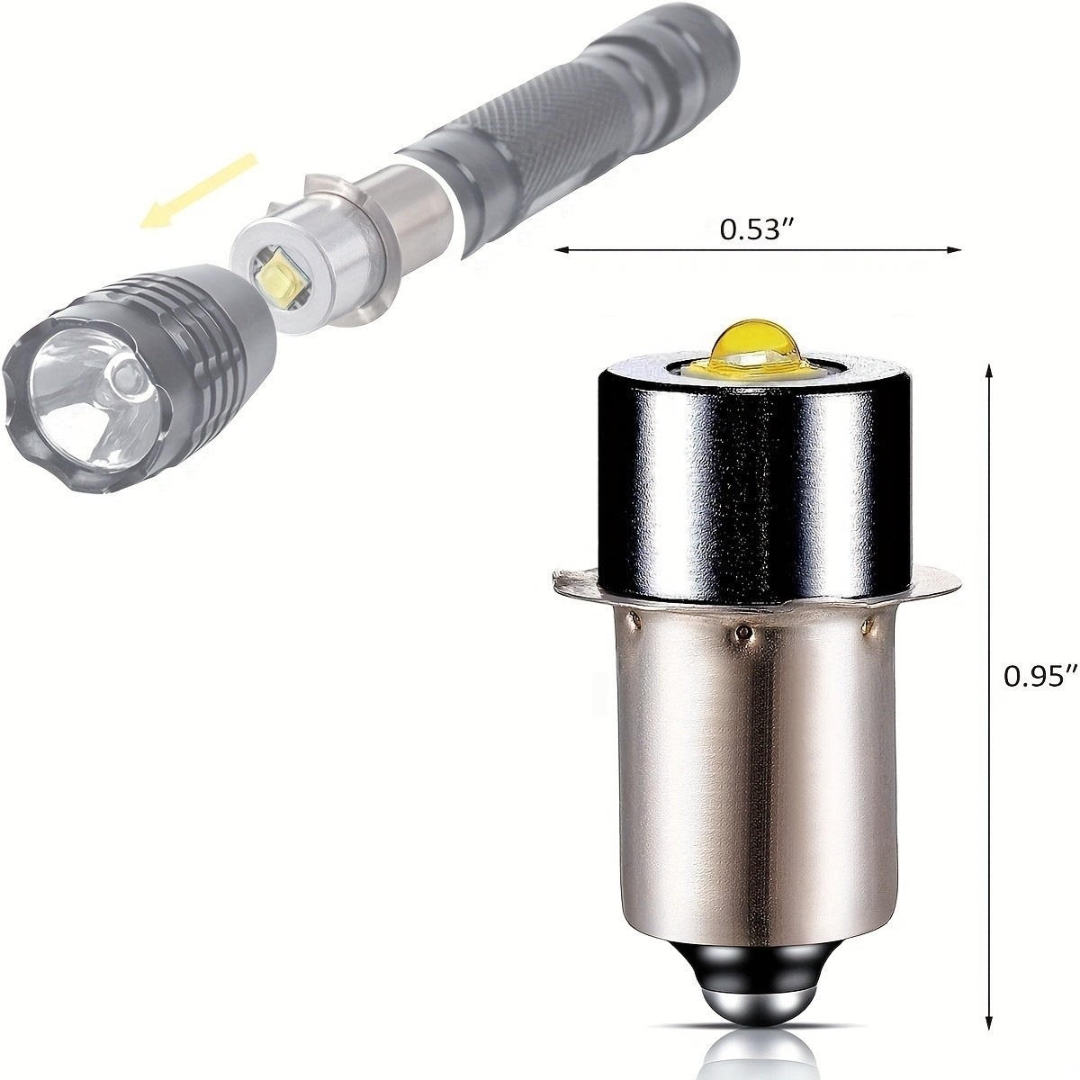 HoneyFly LED Flashlight Bulb 3W 3-30V P13.5S 280LM Lamp for High-power Torch Light Mechanical Instruments Cold White