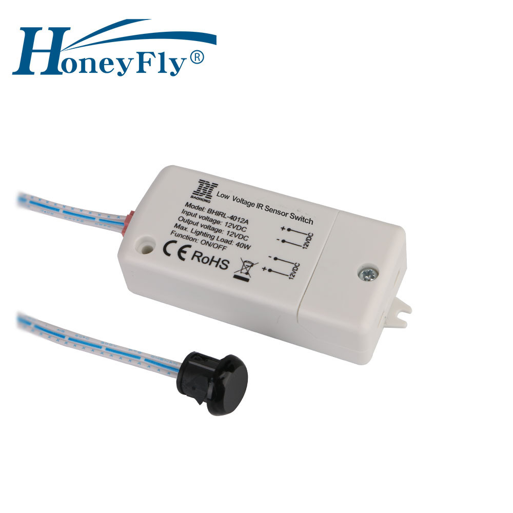 HoneyFly IR Sensor Switch BHIRL-4012A 40W DC12V Cabinet Sensor Switch IR Light Switch For LED Lights 5-10CM Detection Range CE