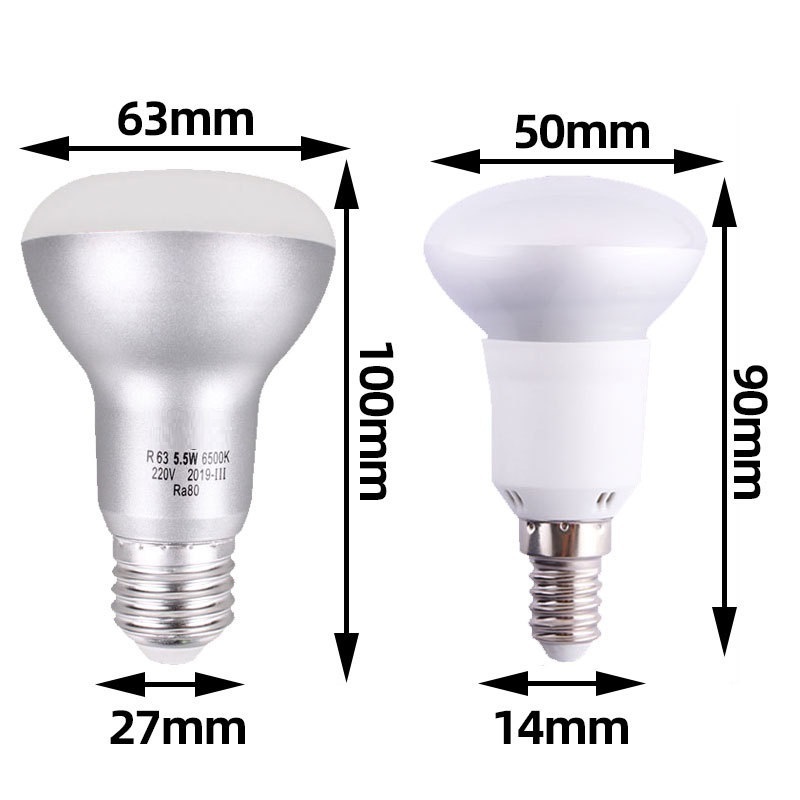 HoneyFly R63 R50 LED Bulbs E27 E14 5.5W 3W Bathroom Mushroom Lamp Moisture-proof Heat-resistant for Bathtub Lighting