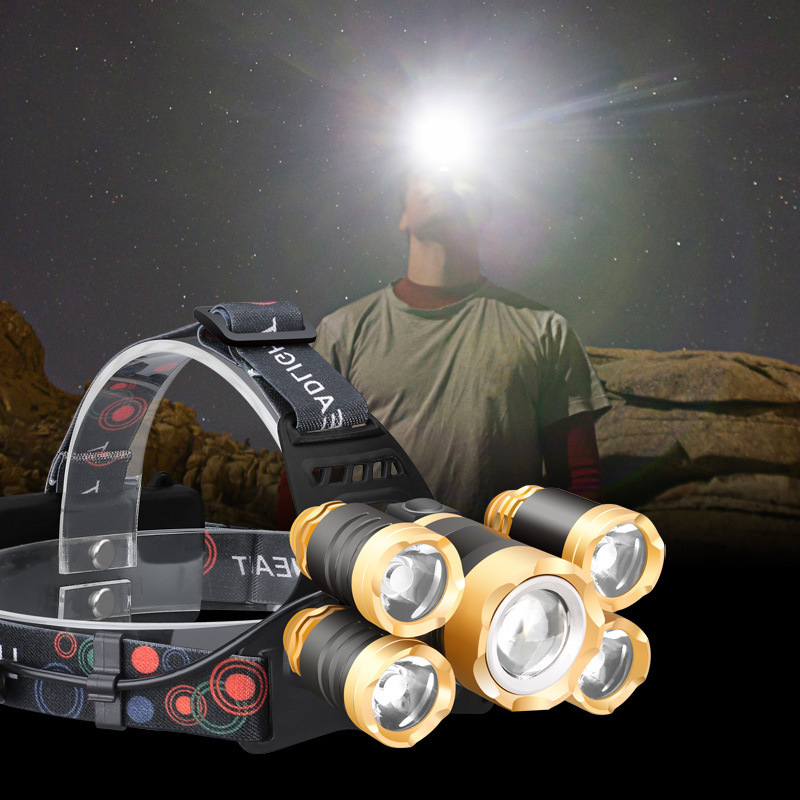 HoneyFly 2200 Lumens LED Headlight IR Sensor Hand Wave 5 LED T6 Head Lamp Power Flashlight 18650*2 Battery For Camping Fishing