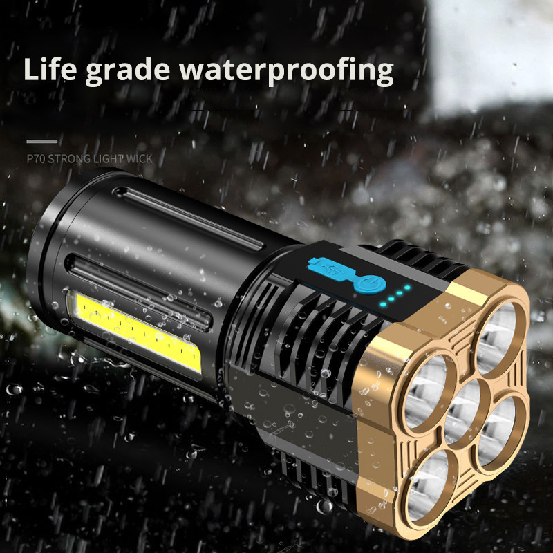 HoneyFly 5 Core LED Tactical Flashlight 5W ABS USB IP44 Strong Light High-power Rechargeable Zoom Tactical Torch Lamp Outdoor