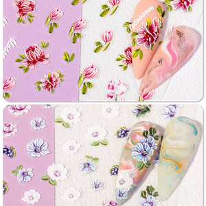 Full Beauty 5D Acrylic Flowers New Nail Sticker Butterfly 3D Decals Decoration Nails Art Accessories Design Sticker