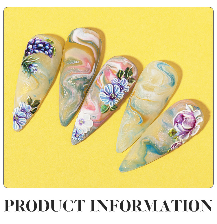 Full Beauty 5D Acrylic Flowers New Nail Sticker Butterfly 3D Decals Decoration Nails Art Accessories Design Sticker