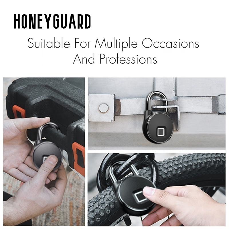 HONEYGUARD HSL011 IP66 Waterproof USB Rechargeable Thumbprint Lock Small Electronic Fingerprint Padlock