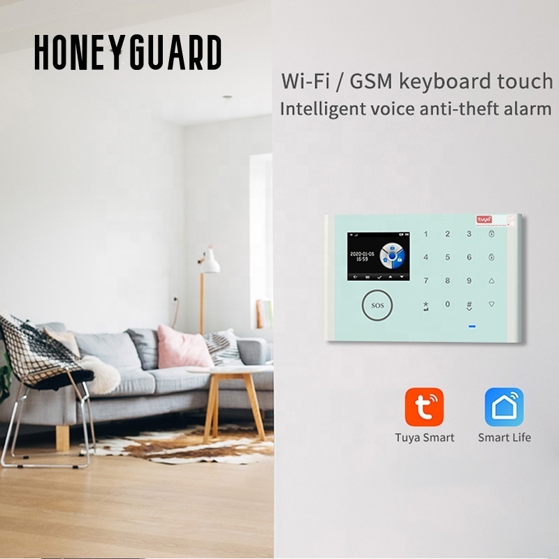 HONEYGUARD HSG003 Tuya Smart WiFi GSM Security Alarm System Panel Built-in Siren with 433 Door Motion Sensor Home Alarm System