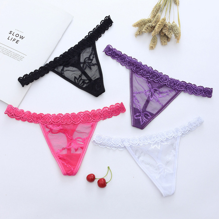 Womens Panties Lace Thongs Flower ladies T back low rise Panties Lingerie Sexy High Quality Eyelash heart G string underwear