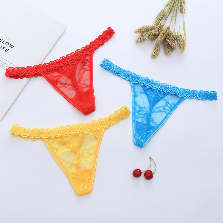 Womens Panties Lace Thongs Flower ladies T back low rise Panties Lingerie Sexy High Quality Eyelash heart G string underwear