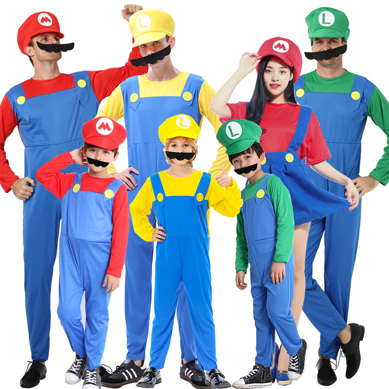 Wholesale Halloween Cosplay Costumes Parent-child Mario Children's Clothes Super Mario Anime Costume Role Playing Costume