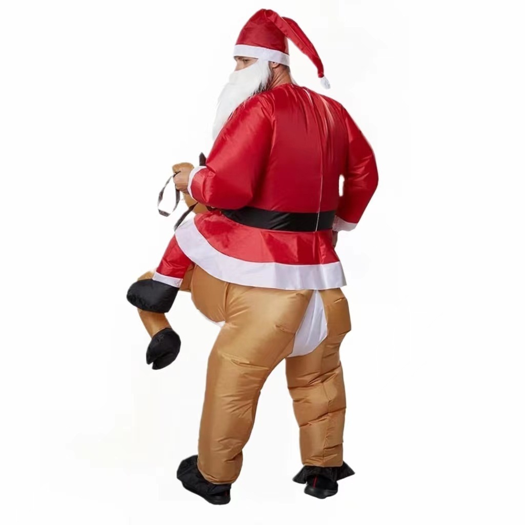 2024 New Customizable Size Adult Children Dress Up Inflatable Santa Riding Elk Costume For Adults Blow Up