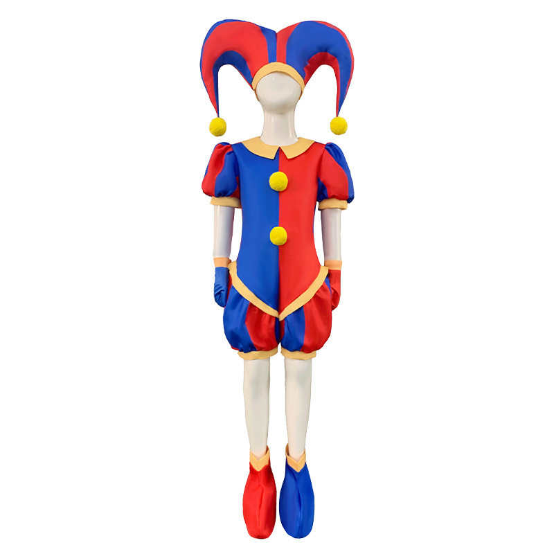 New The Amazing Digital Circus Cosplay Pomni Costume Cute Cartoon Anime Clown Bodysuit Funny Home Party Clothing For Kids Adults