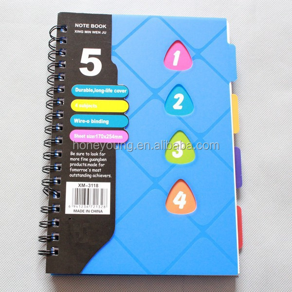 2015 made in china 5 subjects double spiral notebook