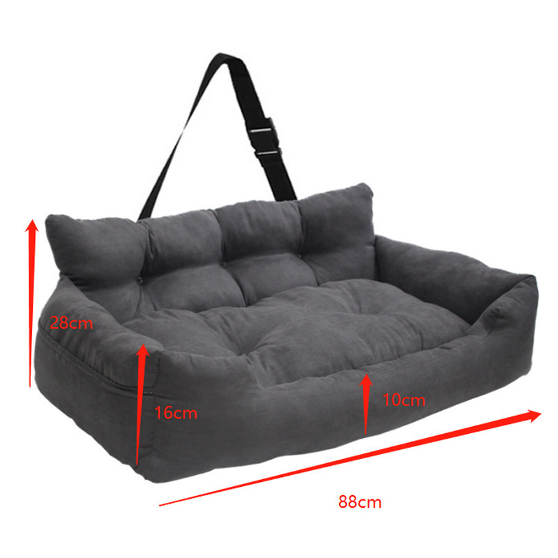 Dog Car Seat Bed Pet Booster Back Seat Pet Travel Safety Car Seat with Safety Belt  Backseat Protector