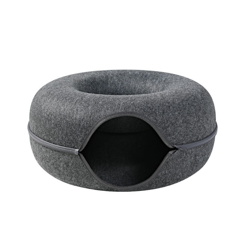 wholesaler two ways use donut cat dog  Felt basket house plush cushion pet beds for  dogs cats