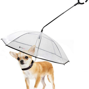 Luxury Outdoor Folding Easy View Dog Umbrella Transparent Rainproof Snowproof Umbrellas With Leash For Pets Adjustable Umbrella