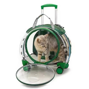 Cat Kennel Trolley Case Backpack with Wheel Pet Carrier Fully Transparent Airline Approved Breathe Travel Dog Carrier bag