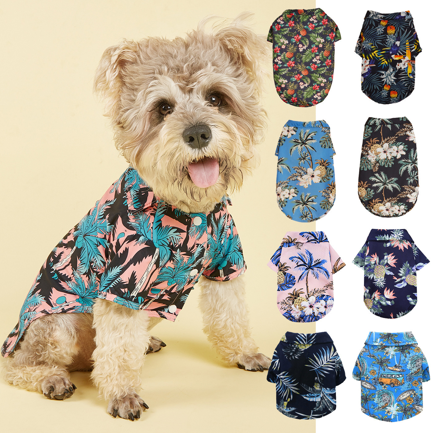 2024 new Pet clothing Hawaiian Seaside shirt Summer T-Shirts Hawaii Style Floral Dog Breathable Cool Clothes Pet dog beach shirt