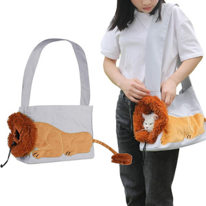 Portable Pet Canvas Shoulder Lion-Shaped Holder Pet Cat Sling Carrier Bag Fashion Bolsa Para Mascotas Foldable Cat Carrier Bag