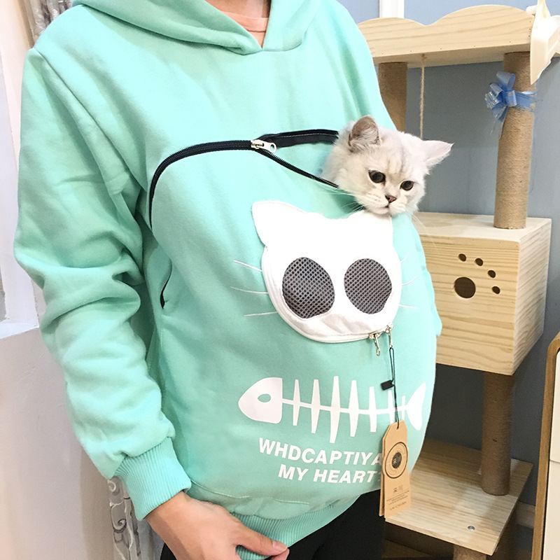 Animal Cat Dog Pet Lovers Cuddle Pouch Hoodie With Zip Kangaroo Pocket Designer pet carrier Hoodie