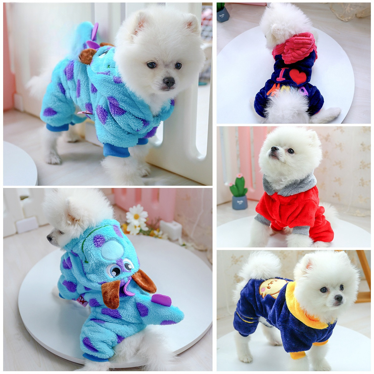 Wholesale Pet Cute Clothes Soft Coral Fleece Dog Cat Puppy Cosplay Fashion Autumn/Winter Thickened Four-legged Coat Jumpsuit